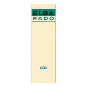 ELBA Ordner-Rückenschild "rado" kurz, selbstklebend aus Papier, für Rückenbreite 8 cm, chamois, Beutel mit 10 Schildern