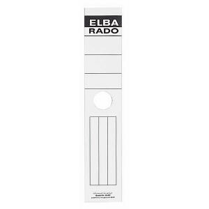 ELBA Hängeordner-Rückenschild "rado" lang, selbstklebend, für Rückenbreite 7,5 cm, weiß mit grauem Logoaufdruck, Beutel mit 10 Schildern