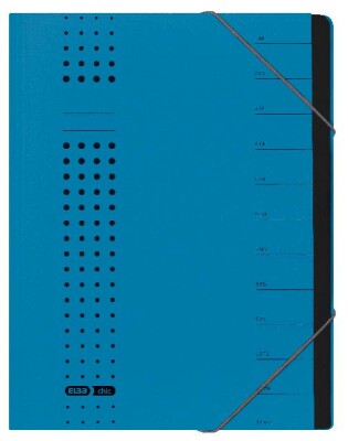 ELBA Ordnungsmappe "chic" A4, 12 Fächer, mit Spanngummi, aus 450 g/m² Karton (RC), blau
