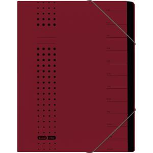 ELBA Ordnungsmappe "chic" A4, 7 Fächer, mit Spanngummi, aus 450 g/m² Karton (RC), bordeaux