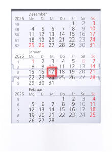 2026 GÜSS 3-Monats-Tischaufstellkalender Kunststoff weiß