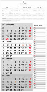 2026 GÜSS 4-Monatskalender mit Notizspalte