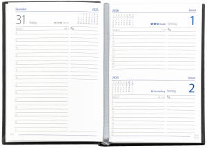 2026 GÜSS Taschenkalender 1T. = 1S., Einband Tucson schwarz