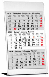 2026 GÜSS 3-Monatstischkalender Edelstahl