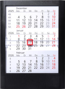 2026 GÜSS 3-Monats-Tischaufstellkalender Kunststoff schwarz