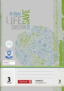 BRUNNEN Schulheft A4 Lineatur 3 16 Blatt Recyclingpapier 104410301
