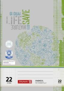 BRUNNEN Schulheft A4 kariert Lineatur 22 16 Blatt Recyclingpapier 104412201