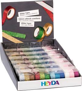 Display Glitter Tapes Display: 20 x 23 x 22 cm Rollen: 3 m x 15 mm