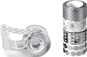 Deko Tapes Mini Weihnachten jede Rolle 3 m x 12 mm silber glänzend