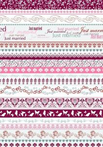 HEYDA 204772602 Motivkarton Just Married Bordüre A4 (21 x 31 cm inkl. Codierleiste) rot