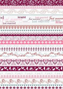 Motivkarton Just Married Bordüre A4 rot