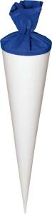 Geschwistertüten-Rohling 35 cm Ø 11 cm weiss mit Verschluss in Blau
