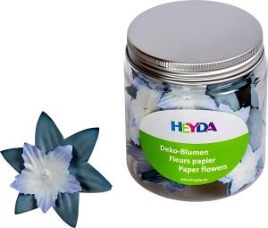 Deko-Blumen Ø 25 42 cm Dose Ø 7 cm blau weiss (je Farbe 40 Stück)