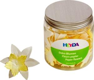 HEYDA 204883392 Deko-Blumen Blumen Ø 25 42 cm Dose Ø 7 cm weiss gelb (je Farbe 40 Stück)