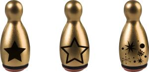 HEYDA Stempel-Figuren Sterne & Kristalle Holz farbig lackiert
