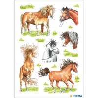 Herma Sticker DECOR Tiere Gezeichnete Pferde 3 Bl