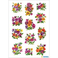Herma Sticker DECOR Blumen Veilchengestecke beglimmert 3 Bl