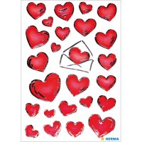 Herma Sticker DECOR Love Herzen & Briefe Silberprägung 2 Bl