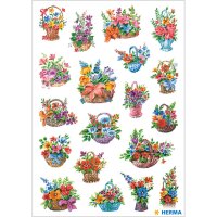 Herma Sticker DECOR Blumen Blumen im Körbchen 3 Bl