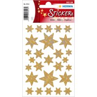 Herma Sticker DECOR Weihnachten Sterne gold Irisfolie 1 Bl