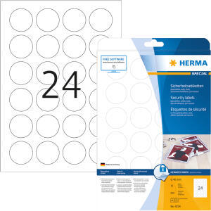 Herma Sicherheitsetiketten Folie stark haftend Ø 40 mm weiss 25 Bl 600 Etik. LaserCopy