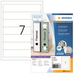 Herma Ordnerrückenschilder permanent haftend 192 x 38 mm weiss 100 Bl 700 Etik. LaserInkCopy