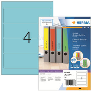 Herma Ordnerrückenschilder permanent 192 x 61 mm blau 100 Bl 400 Etik.
