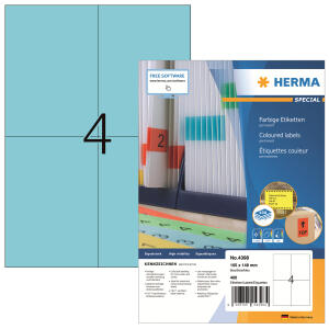 Herma Etiketten permanent haftend 105 x 148 mm blau 100 Bl 400 Etik. LaserInkCopy