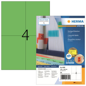 Herma Etiketten permanent haftend 105 x 148 mm grün 100 Bl 400 Etik. LaserInkCopy