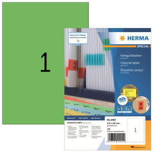 Herma Etiketten permanent haftend 210 x 297 mm grün 100 Bl 100 Etik. LaserInkCopy