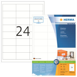Herma Etiketten permanent haftend 66 x 33,8 mm weiss PREMIUM 200 Bl 800 Etik. LaserInkCopy