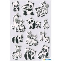 Herma Sticker MAGIC Tiere Panda- und Zebrafamilien 1 Bl
