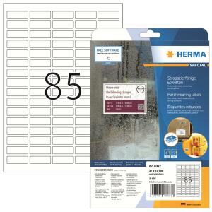 Herma Etiketten stark haftend 37 x 13 mm Folie weiss strapazierfähig 25 Bl 2125 Etik. LaserCopy