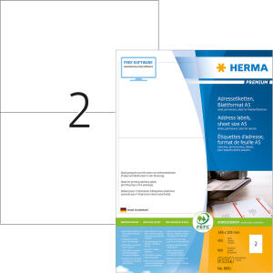 Herma Etiketten für Adressen permanent haftend 148 x 105 mm weiss 400 Bl 800 Etik. LaserInkCopy
