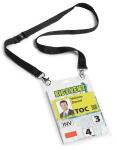 Durable Namensschild A6 mit Textilband tr/sw hochformat