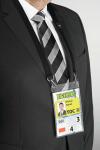 Durable Namensschild A6 mit Textilband tr/sw hochformat