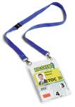 Durable Namensschild A6 mit Textilband tr/d.bl hochformat