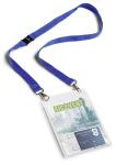 Durable Namensschild A6 mit Textilband tr/d.bl hochformat