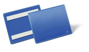 Durable Etikettentasche A6 d.bl 50St selbstklebend Querformat