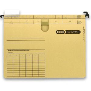 ELBA Hängehefter "VL", A4, aus 230 g/m² Natronkarton (RC), für vertikale und laterale Abhängung von ca. 200 DIN A4-Blättern, mit kaufm. Heftung, naturbraun