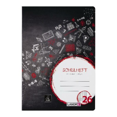LANDRÉ Schulheft A4, 32 Blatt, 80 g/m², Lineatur 26 (kariert mit Rand rechts)