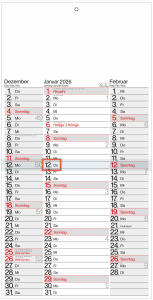 2026 GÜSS 3-Monatskalender mit Platz für Eintragungen