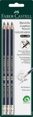 Faber Castell Bleistift Goldfaber mit Gummitip HB 3er