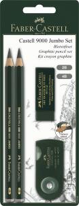 Faber Castell Bleistift 9000 Jumbo 2B+4B grün Radierer