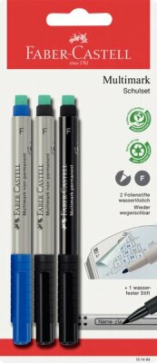 Faber Castell Marker Multimark 2x non-perm 1x perm. bl+sw