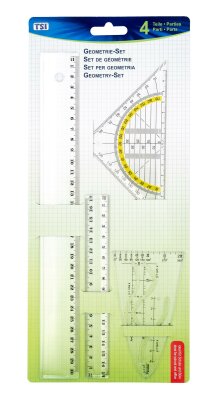 TSI Geometrie - Set 4 Teile 17+30 cm Lineal Dreieck+Prabel