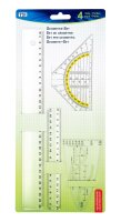 TSI Geometrie - Set 4 Teile 17+30 cm Lineal Dreieck+Prabel