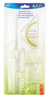 TSI Geometrie - Set 4 Teile 17+30 cm Lineal Dreieck+Prabel