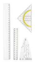 TSI Geometrie - Set 4 Teile 17+30 cm Lineal Dreieck+Prabel
