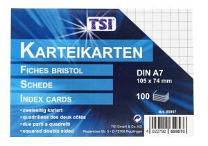 TSI Karteikarten A7 kariert beidseitig bedruckt 100 Stück